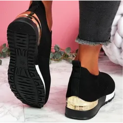 Mesh sportssneakers - slip-on sko - med høj platform