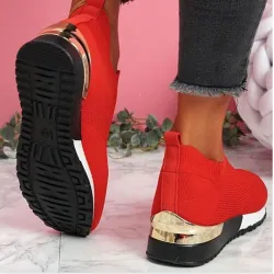 Mesh sportssneakers - slip-on sko - med høj platform