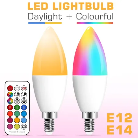 LED-lampa - E12 - E14 - RGB - med fjärrkontroll - dimbar
