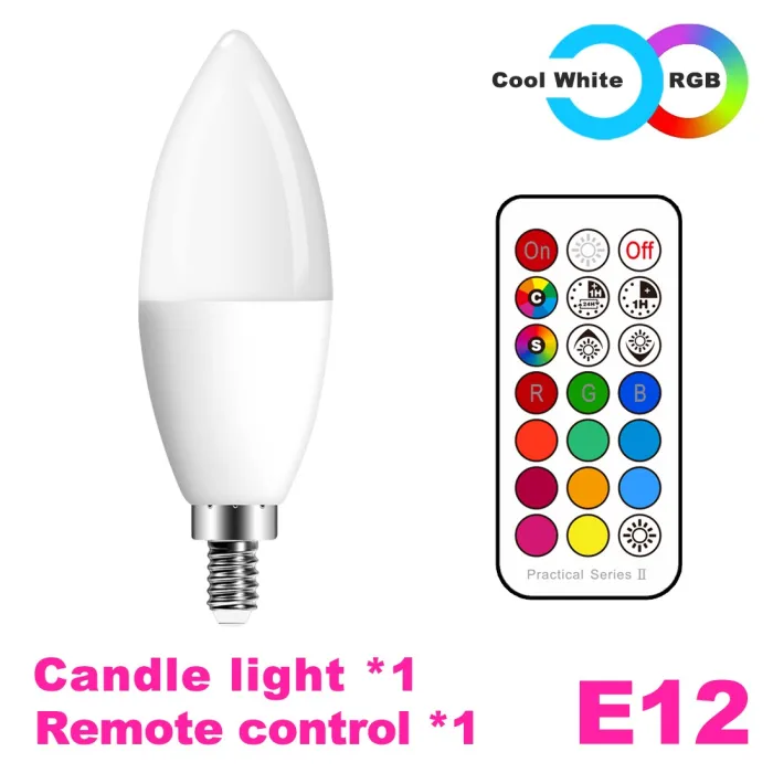 Ampoule LED - E12 - E14 - RGB - avec télécommande - dimmable