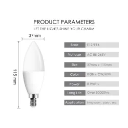 Lampadina LED - E12 - E14 - RGB - con telecomando - dimmerabile