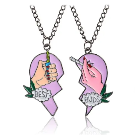 Ciondolo a forma di cuore con collana - "Best Friends" - 2 pezzi