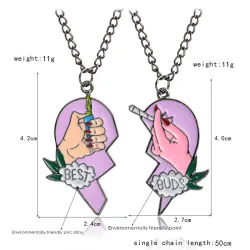 Pendentif en forme de coeur avec collier - "Best Friends" - 2 pièces