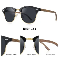 MERRYS - klassiske polariserte solbriller - semi-rimless - trestempel - UV400