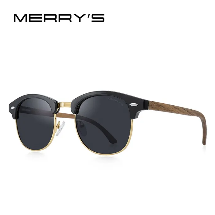MERRYS - klassiske polariserte solbriller - semi-rimless - trestempel - UV400