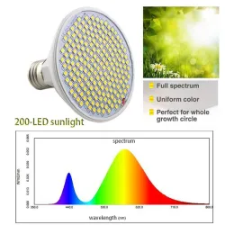 Kasvinviljelysipuli - täysi spektri - 200 LED