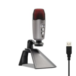 Microfone condensador profissional - com saída para fone de ouvido - USB