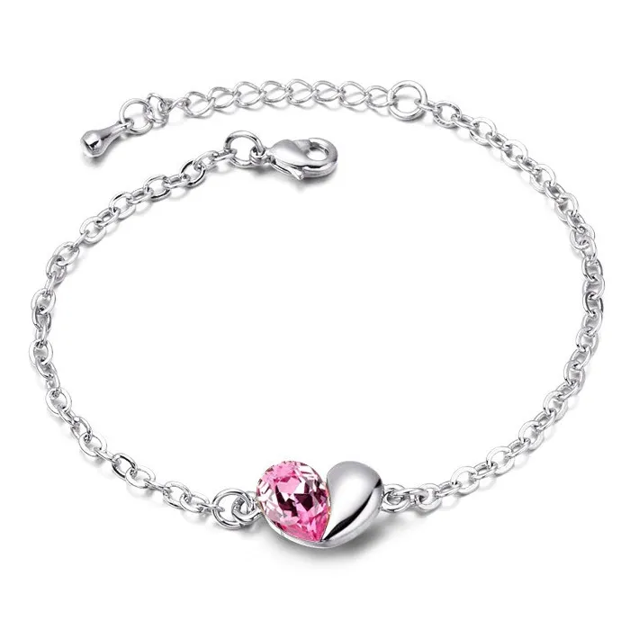 Bracciale in argento - con cuore/cristallo