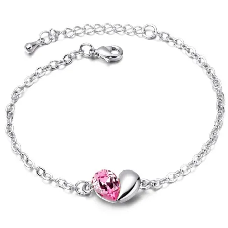 Bracciale in argento - con cuore/cristallo