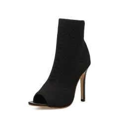 Modischer Peeptoe - High Heel - Stiefeletten - Pumps