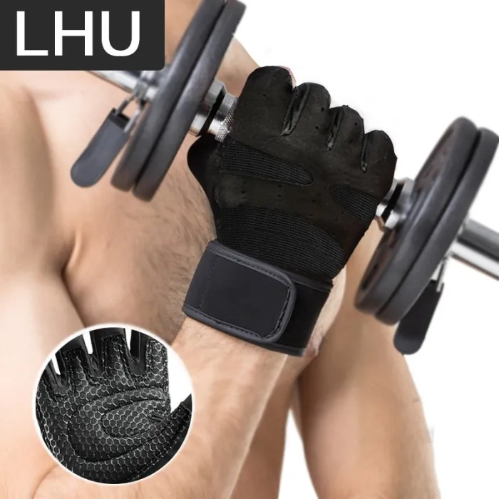 Professionelle Fitnesshandschuhe - Halbfinger - Wabendesign