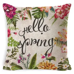 Pyntepudebetræk - fjer / blomster - 45cm * 45cm
