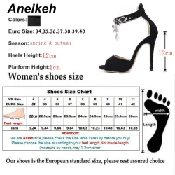 Sexy schwarze High-Heel-Sandalen – mit schwarzen Kristallen