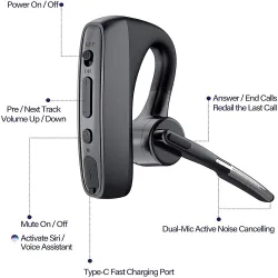 Bluetooth-øretelefoner - HD trådløst headset - med CVC8.0 dobbel mikrofon - støyreduksjon