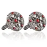 Boutons de manchette ronds vintage - pentagramme étoile à cinq branches - avec cristaux
