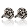 Vintage runde mansjettknapper - femspiss stjerne pentagram - med krystaller