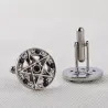 Vintage round cufflinks - five-pointed star pentagram - with crystalsCufflinks