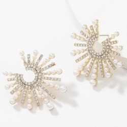 Boucles d'oreilles en forme de tournesol - avec cristaux / perles