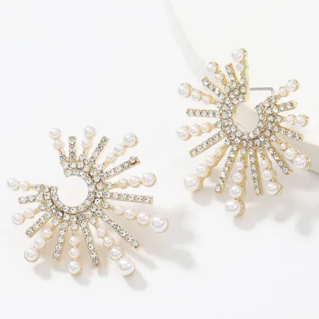Orecchini a forma di girasole - con cristalli/perle