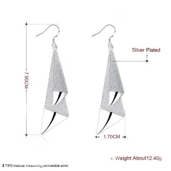 Long geometric frosted silver earringsEarrings