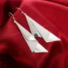 Boucles d'oreilles longues géométriques en argent givré