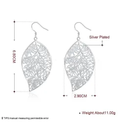 AretesPendientes de plata en forma de hoja