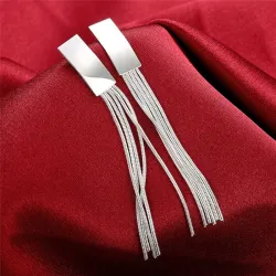 AretesPendientes largos de plata - borlas de varias capas