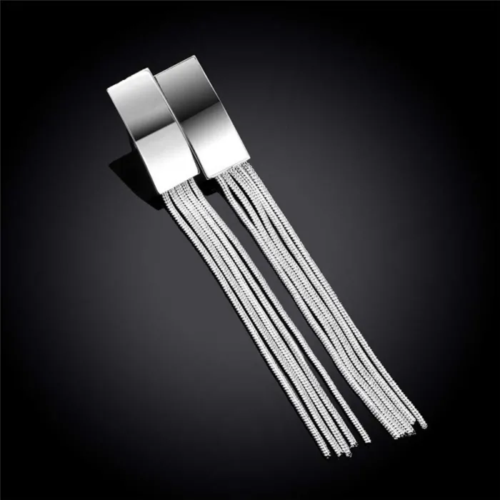 AretesPendientes largos de plata - borlas de varias capas