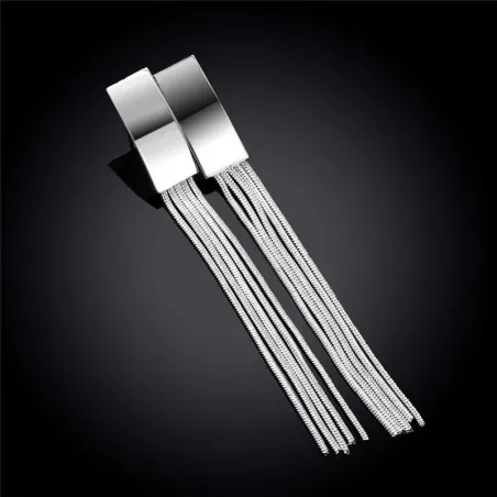 AretesPendientes largos de plata - borlas de varias capas