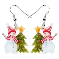 Julörhängen - emalj snögubbar / julgran