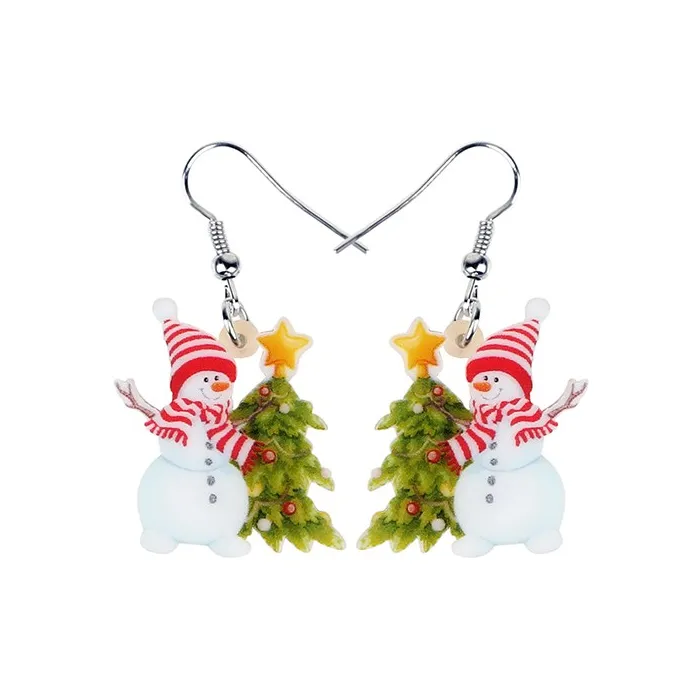 Christmas earrings - enamel snowmen / Christmas treeEarrings