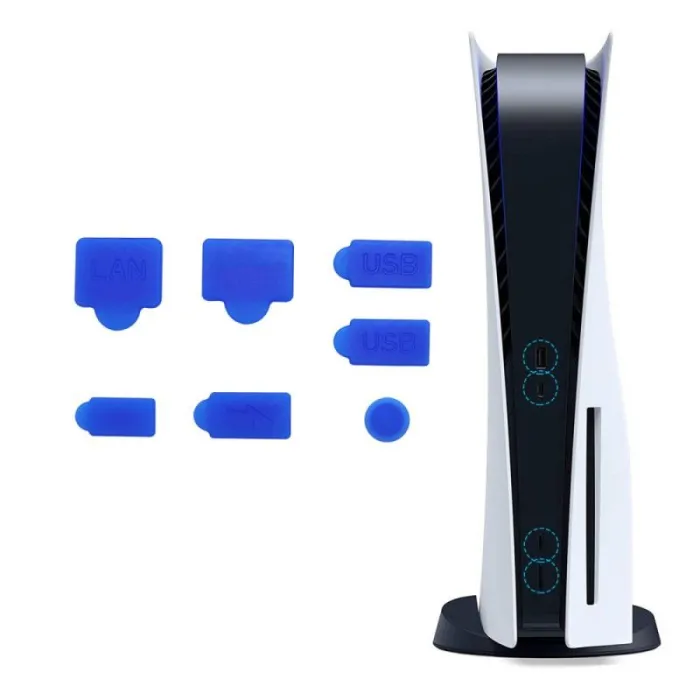 Bouchons anti-poussière en silicone - pour console PS5 - 7 pièces