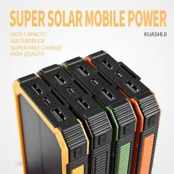 Bancos de energíaBanco de energía solar - cargador de batería - doble USB - resistente al agua - 20000mAh