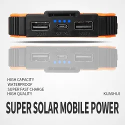 Solenergibank - batterilader - dobbel USB - vanntett - 20000mAh
