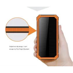 Solenergibank - batterilader - dobbel USB - vanntett - 20000mAh