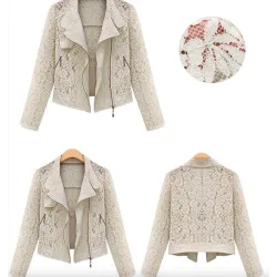 Giacca moda corta in pizzo - con cerniera
