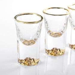 Shots de copos de vidro - com design dourado - sem chumbo - 10ml