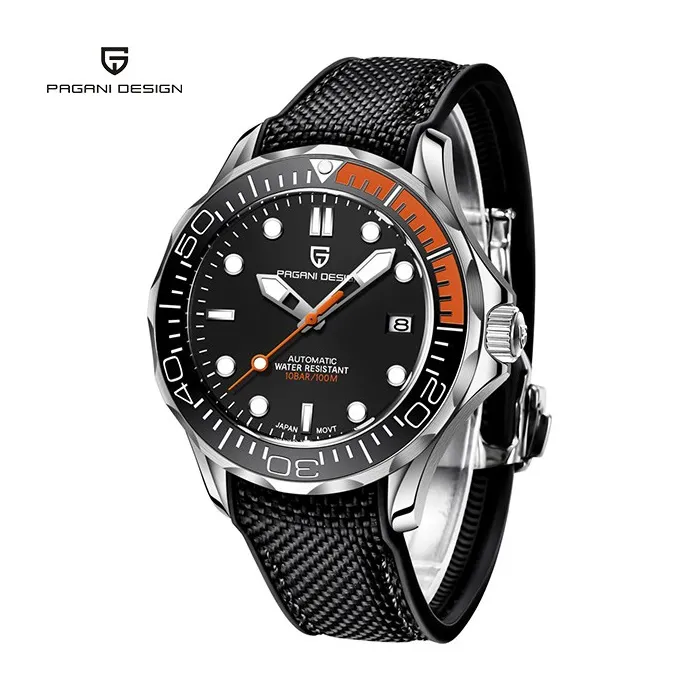 PAGANI DESIGN - fashion automatic watch - nylon strap - orangeWatches