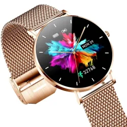 Relógio inteligente elegante - ultrafino - 1,36" - AMOLED - tela HD - à prova d'água - pulseira de malha de aço inoxidável