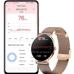 Elegant Smart Watch - ultra tynd - 1,36" - AMOLED - HD-skærm - vandtæt - rustfrit stål mesh-rem