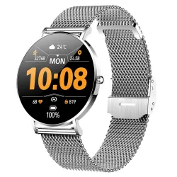 Elegante Smartwatch – ultradünn – 1,36 Zoll – AMOLED – HD-Display – wasserdicht – Edelstahl-Mesh-Armband