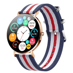 Elegant Smart Watch - ultra tynd - 1,36" - AMOLED - HD-skærm - vandtæt - rustfrit stål - nylonrem
