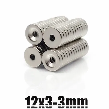 N35 - neodymmagnet - sterk rund skive - 12mm * 3mm - med 3mm hull