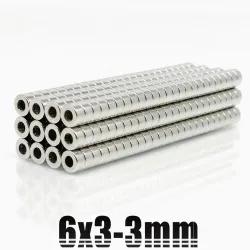 N35 - ímã de neodímio - disco redondo forte - 6mm * 3mm - com furo de 3mm
