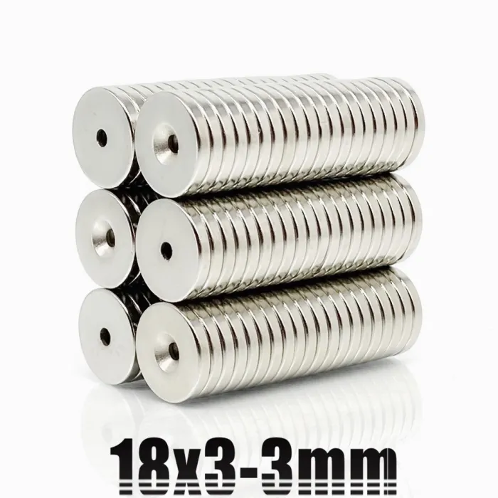 N35 – Neodym-Magnet – starke runde Scheibe – 18 mm * 3 mm – mit 3 mm Loch