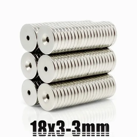 N35 – Neodym-Magnet – starke runde Scheibe – 18 mm * 3 mm – mit 3 mm Loch