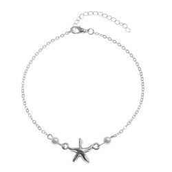 Cavigliera in argento - con stella marina e perle