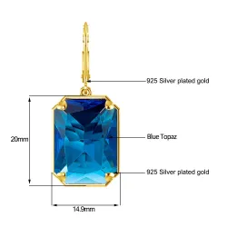 AretesElegantes pendientes largos de oro - con cristal rectangular