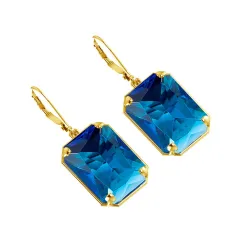 Boucles d'oreilles longues élégantes en or - avec cristal rectangulaire
