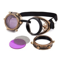 Steampunk / vintage runde briller - avtakbare linser / metallnetting